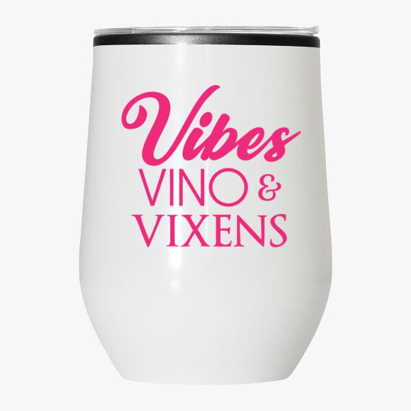 Vibes Vino 12 oz stemless wine tumbler with lid Thumbnail