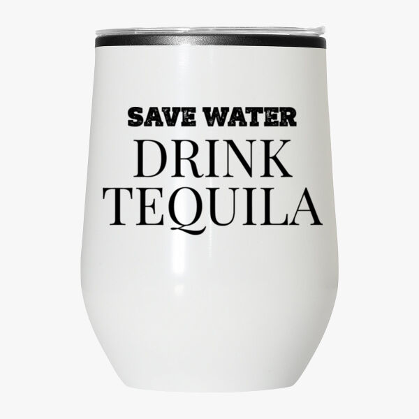 Save water 12 oz stemless wine tumbler with lid  Thumbnail