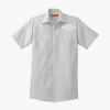 Short Sleeve Striped Industrial Work Shirt Thumbnail