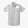 Short Sleeve Striped Industrial Work Shirt Thumbnail